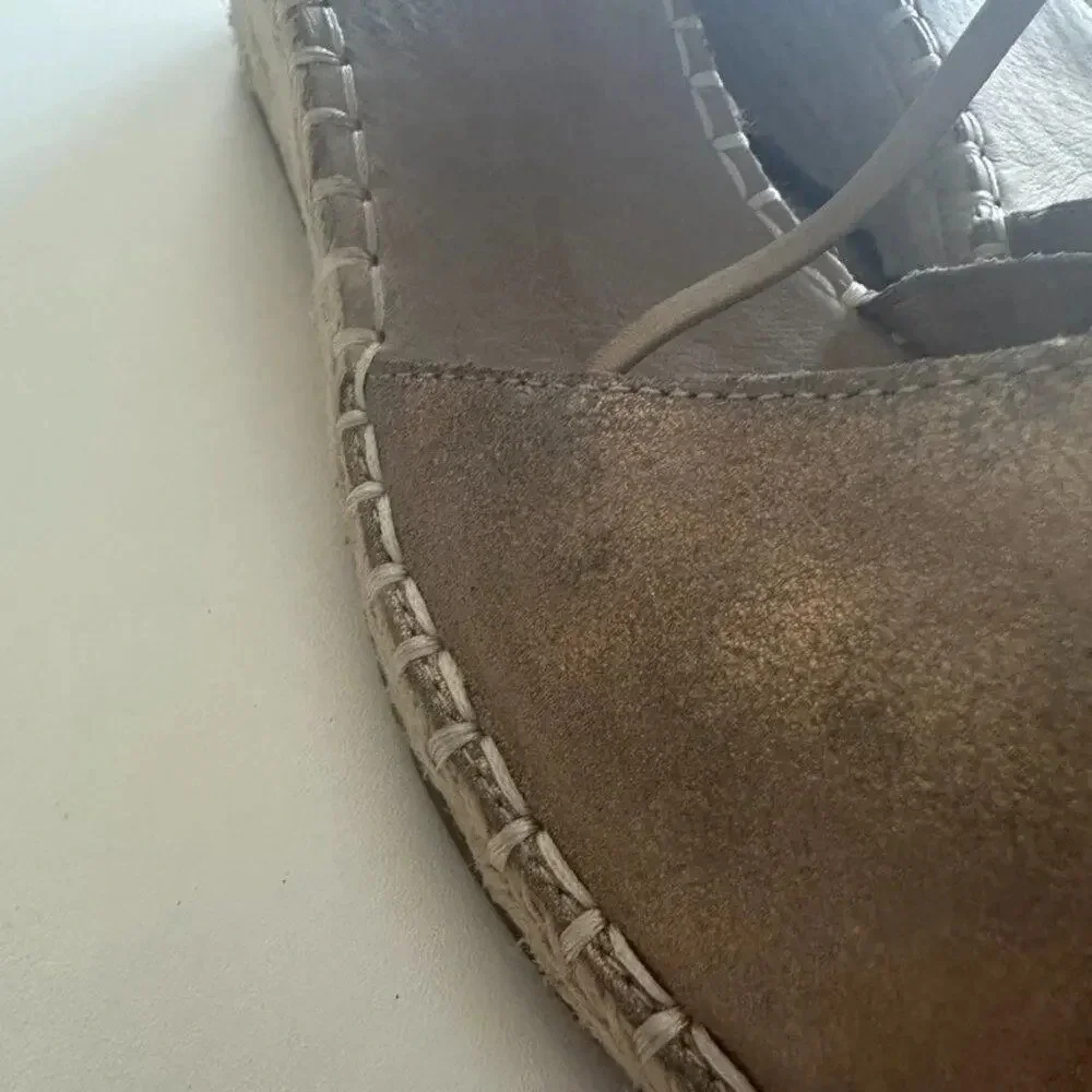 Eileen Fisher‎ Agnes Espadrille Wedge Sandal Women's 8.5 Gold Metallic System